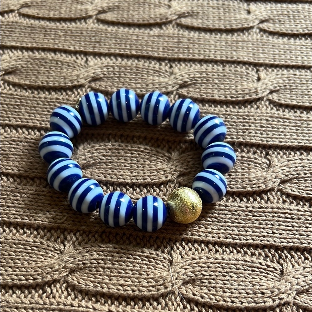 Blue and Gold Beaded Bracelet